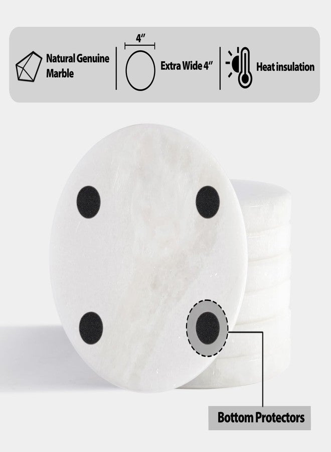 BCS Marble Coasters Set of 6 - Premium White Stone Coasters for Drinks with Holder - Cup Mats for Coffee, Tea, Beer, Wine - Elegant Table Decor for Home, Office, Dining - Image 3